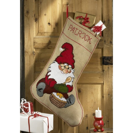 Julestrømpe med nisse med grød Julestrømpe med nisse med grød