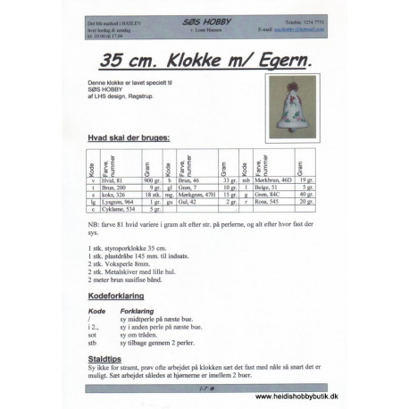 35 cm klokke med Egern- perleopskrift