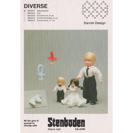 Perleopskrift nr 860503  Stenboden komfirmand 8 cm -brugt-
