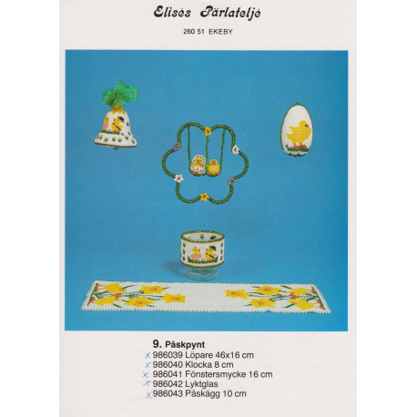 Perlemønster nr. 986040 påskeklokke 8 cm Elises -brugt-