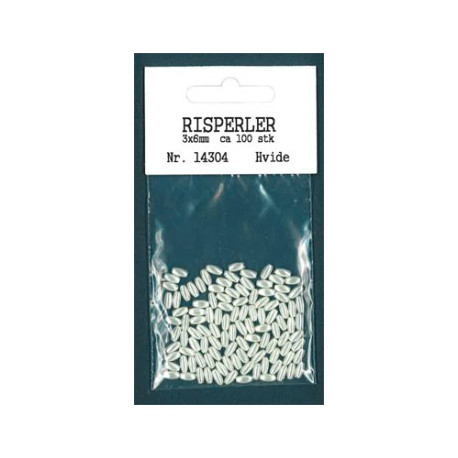 Risperle hvide 3 x 6 mm