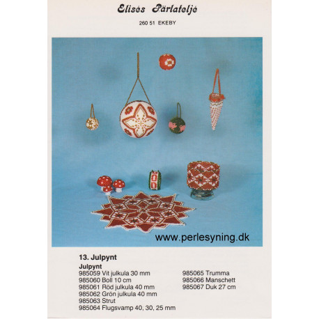 Perlemønster nr. 985061 julekugle 40 mm Elises -brugt-