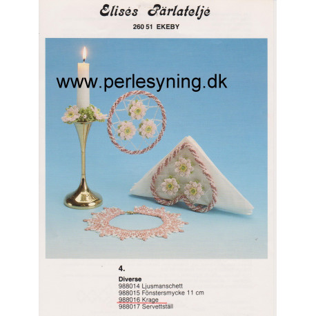 Perlemønster nr, 988017 Elises  servietholder -brugt-