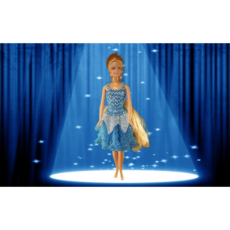 N1801 Barbie dukke med blå kjole