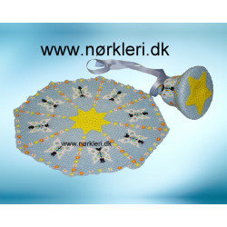 N1706 klokke og dug med sommerfugle - perleopskrift
