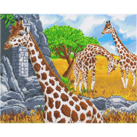 Giraffer- 40 x 50 cm diamant billede