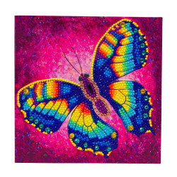 Regnbue sommerfugl Diamant Kort 18 x 18 cm