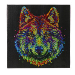 Colourful Wolf  30 x 30 cm diamant billede