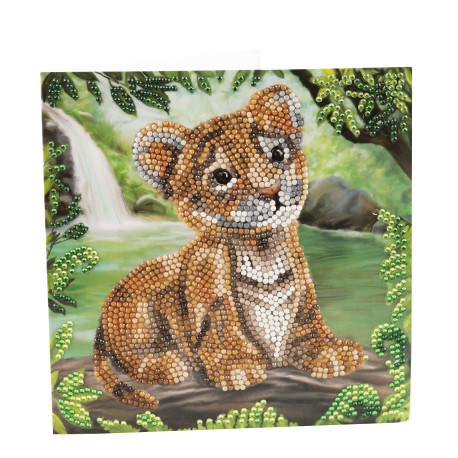 Tiger unge  18x18 cm Diamant kort